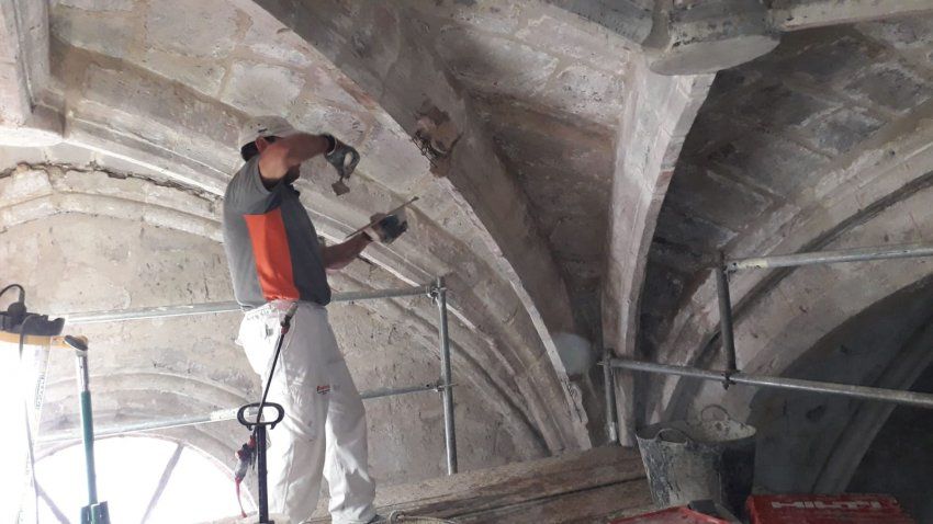 Reparaciones de la bóveda de la Iglesia de Piña de Campos